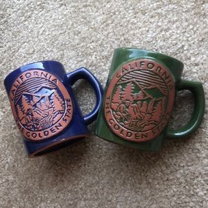 CALIFORNIA THE GOLDEN STATE POTTERY  COFFEE CUPS